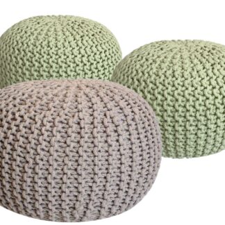 Ensemble de poufs 3 pièces Ø 55 cm coussin de sol tabouret tricoté tabouret coussin de siège tabouret tricot grossier durable