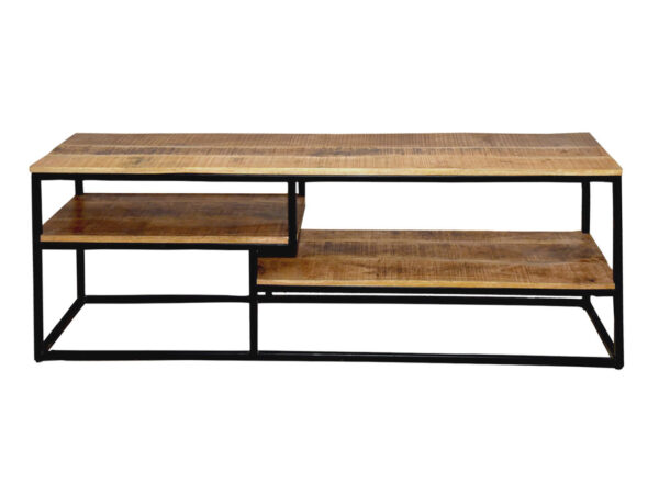 Meuble TV meuble TV meuble TV 150 x 51 x 36 cm structure métal Liverpool noir mat – Image 2