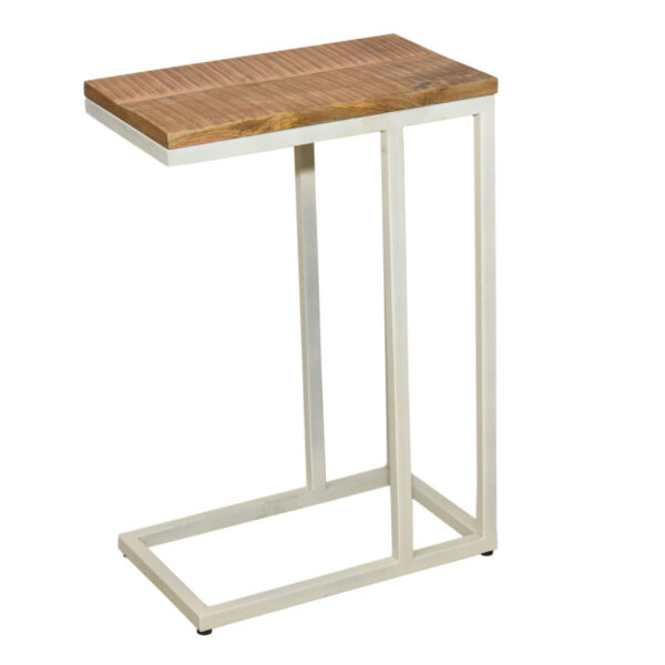 Table d'appoint en bois 25x61x40 cm, table de canapé, table d'ordinateur portable, table en C, structure métallique Liverpool – Image 2
