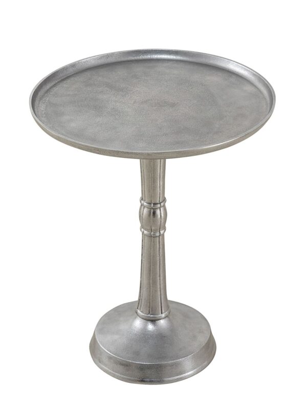 Table d'appoint métal ronde ø 44x53 cm table décorative en 2 parties Adlon avec pied central design aluminium – Image 3
