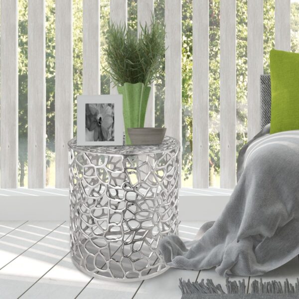 Table d'appoint table décorative en métal ø 40 x 46 cm ronde Agadir design corail aluminium argent ou doré