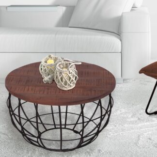 Table basse ø 55 cm table de salon table d'appoint ronde grille en fil métallique durable London