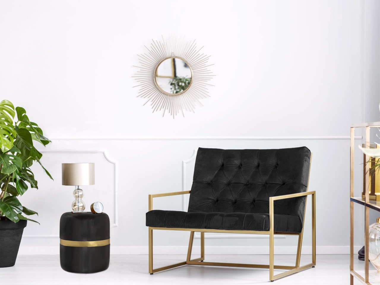 Table d'appoint décorative ronde ø 34 H 36 cm lampe table canapé table Beverley métal et émail – Image 2
