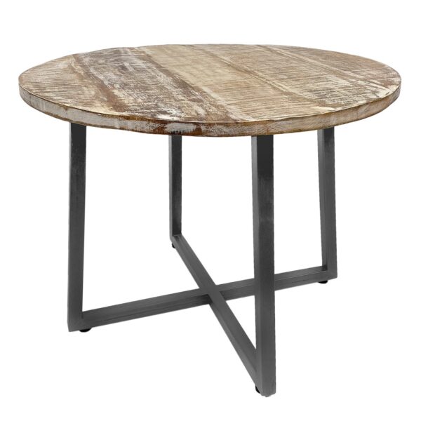 Table basse ronde 60 cm table de salon table d'appoint Cannes structure métal noir blanc argent antique – Image 2