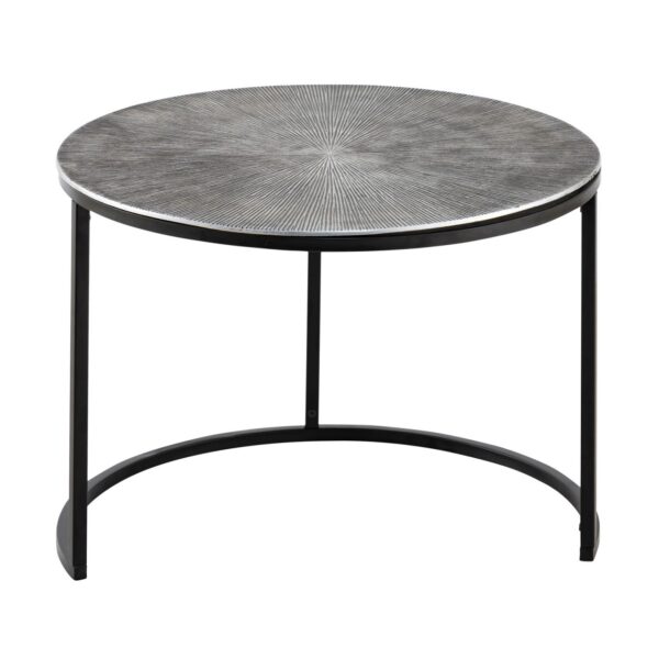 Ensemble de tables basses 2 pièces ø 55 et 45 cm table d'appoint en métal argenté tables rondes salon Carlton – Image 5
