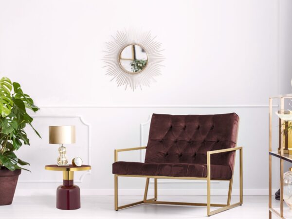 Table d'appoint ronde ø 45 H 45 cm lampe de table décorative table canapé table glam métal et émail – Image 2