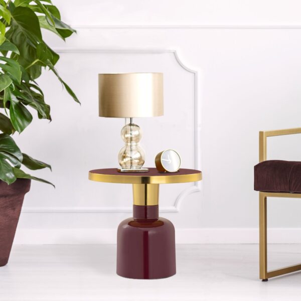Table d'appoint ronde ø 45 H 45 cm lampe de table décorative table canapé table glam métal et émail