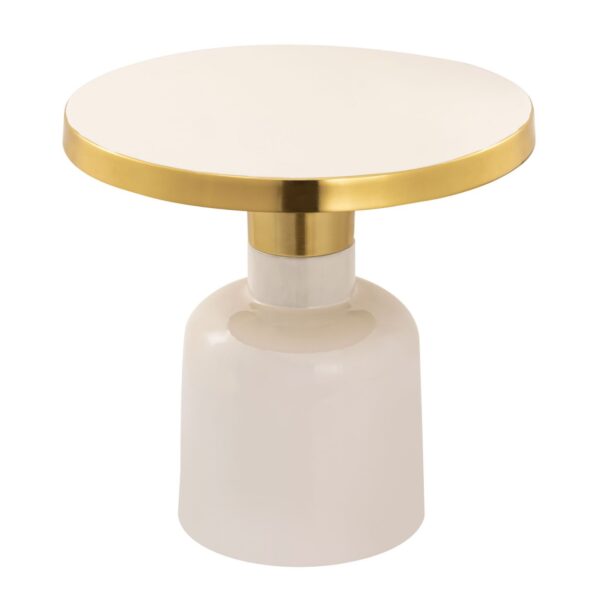 Table d'appoint ronde ø 45 H 45 cm lampe de table décorative table canapé table glam métal et émail – Image 4