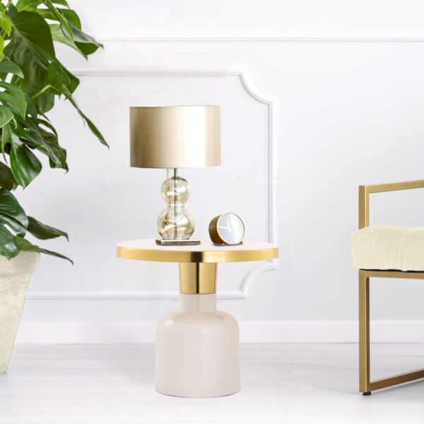 Table d'appoint ronde ø 45 H 45 cm lampe de table décorative table canapé table glam métal et émail