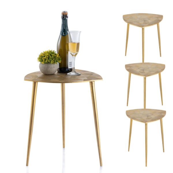 Table d'appoint 4 pièces table décorative en métal Alster 40x45x40 cm design classique triangulaire argent ou or