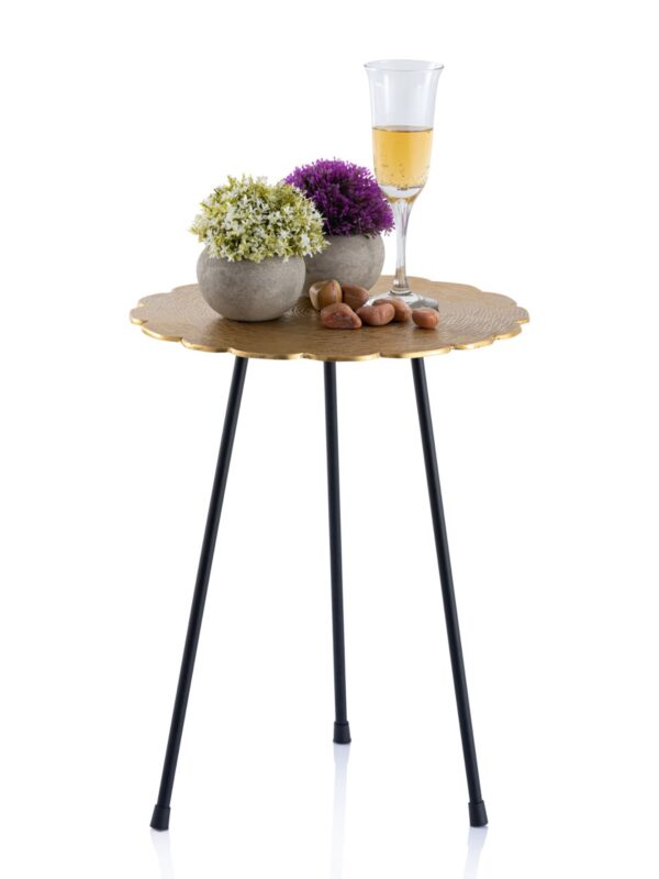 Table d'appoint table décorative en métal Hilton ø 35 x H 45 cm ronde en aluminium avec structure argent ou or