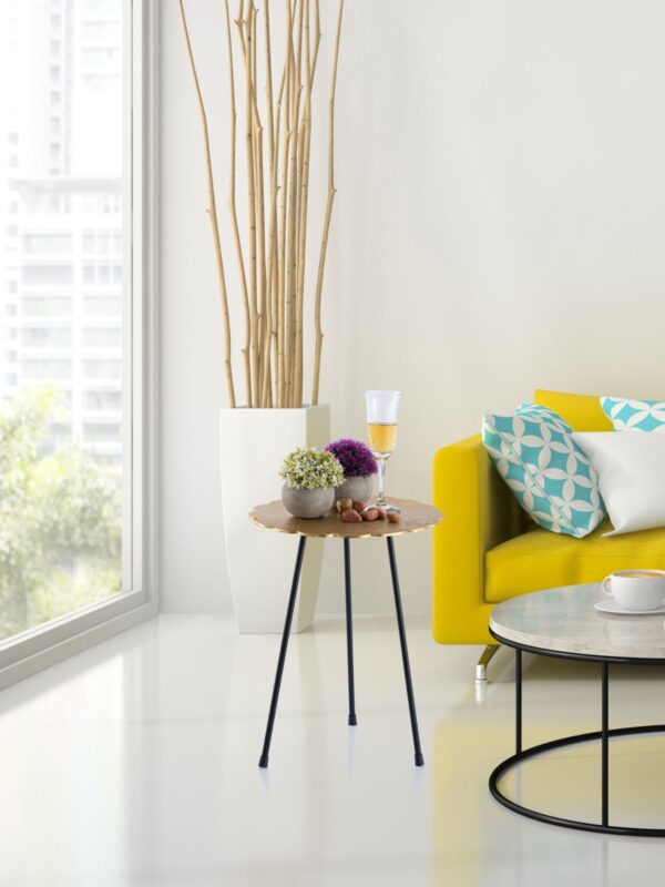 Table d'appoint table décorative en métal Hilton ø 35 x H 45 cm ronde en aluminium avec structure argent ou or – Image 4
