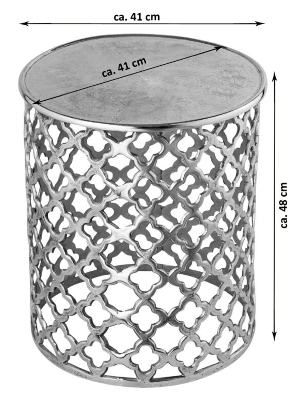 Table d'appoint décorative en métal ø 40 x 45 cm ronde Cairo argent ou or aluminium oriental – Image 6