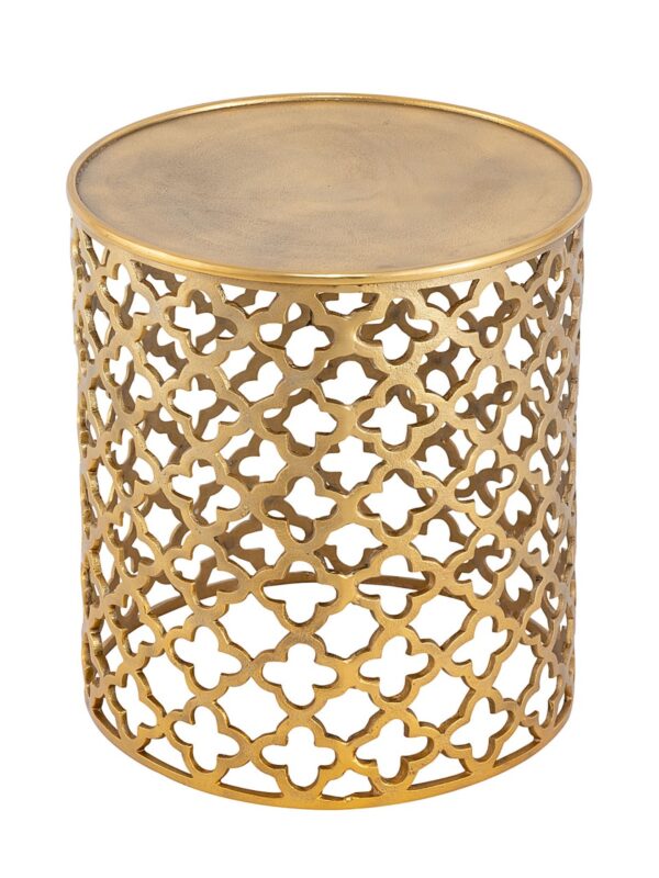 Table d'appoint décorative en métal ø 40 x 45 cm ronde Cairo argent ou or aluminium oriental – Image 3
