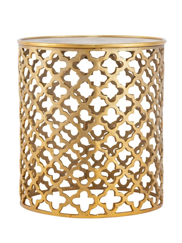 Table d'appoint décorative en métal ø 40 x 45 cm ronde Cairo argent ou or aluminium oriental – Image 4