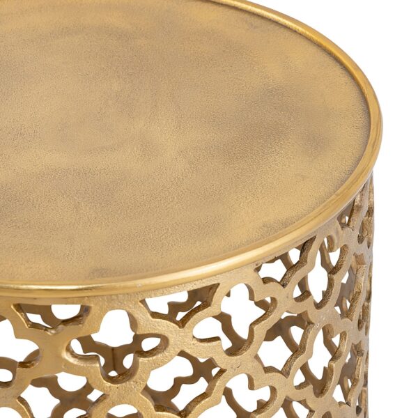 Table d'appoint décorative en métal ø 40 x 45 cm ronde Cairo argent ou or aluminium oriental – Image 7