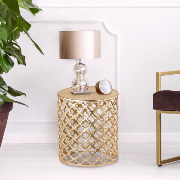 Table d'appoint décorative en métal ø 40 x 45 cm ronde Cairo argent ou or aluminium oriental