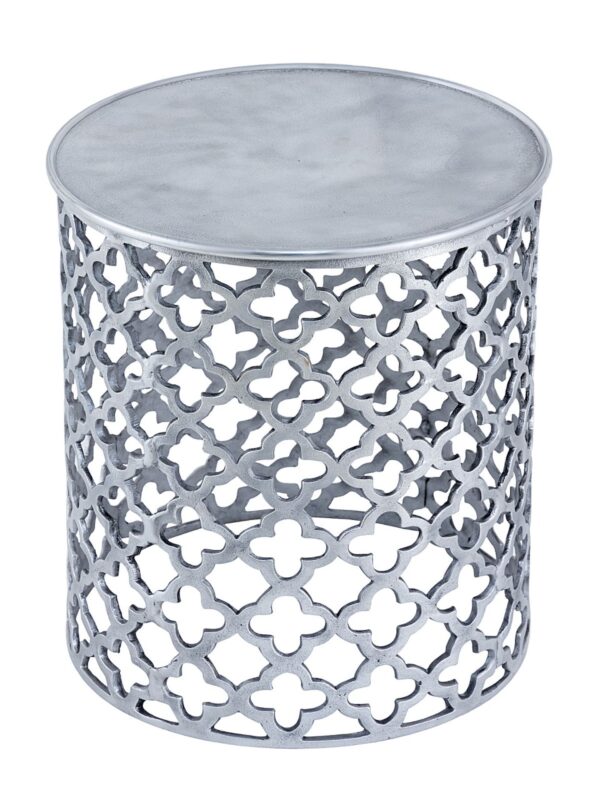 Table d'appoint décorative en métal ø 40 x 45 cm ronde Cairo argent ou or aluminium oriental – Image 4