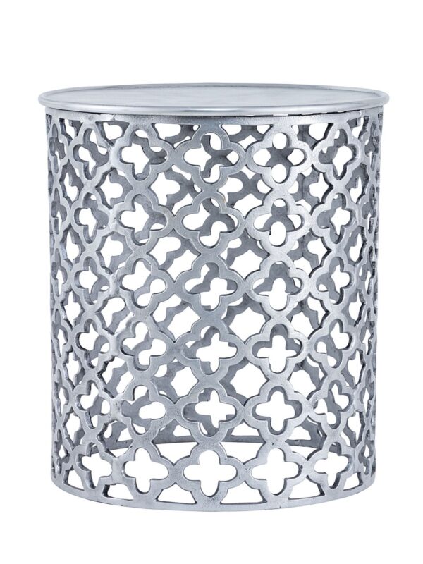 Table d'appoint décorative en métal ø 40 x 45 cm ronde Cairo argent ou or aluminium oriental – Image 5