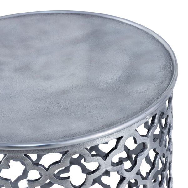 Table d'appoint décorative en métal ø 40 x 45 cm ronde Cairo argent ou or aluminium oriental – Image 9