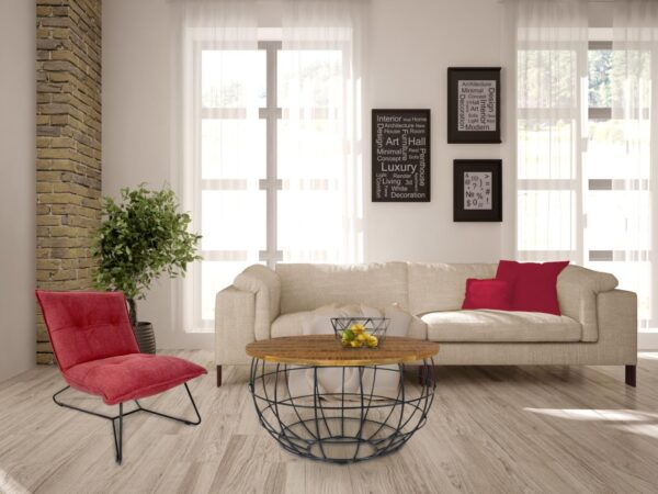 Table basse ronde durable Lexington ø 75 cm grille métallique structure métallique table de salon en bois massif – Image 7