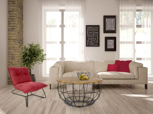 Table basse ronde durable Lexington ø 75 cm grille métallique structure métallique table de salon en bois massif – Image 7
