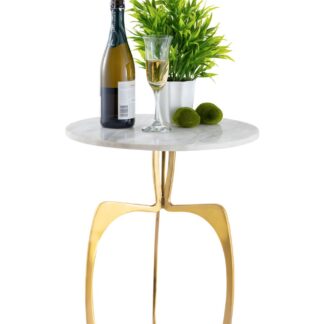 Table d'appoint métal ronde ø 45 x 56 cm table décorative marbre Sohoo cadre argent ou or