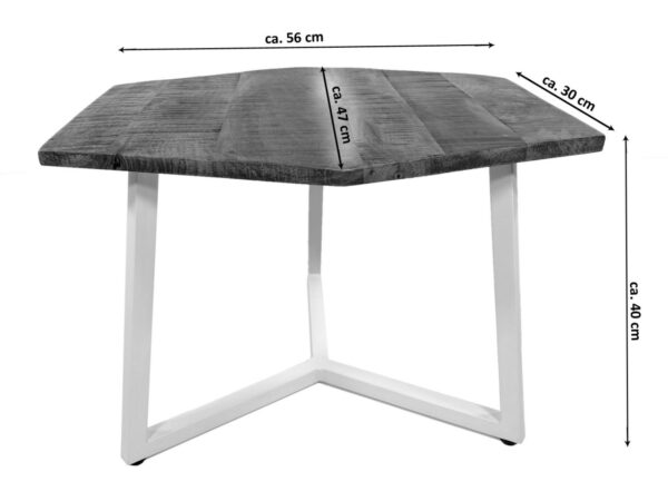Table d'appoint 56 x 47 cm Table de salon durable Table basse Joli cadre en métal noir et blanc – Image 4