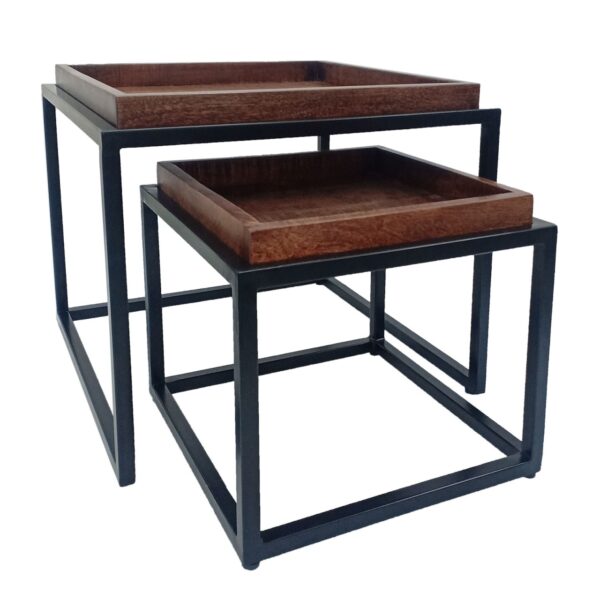 Table basse lot de 2 tables gigognes carrées structure métal Seattle – Image 2