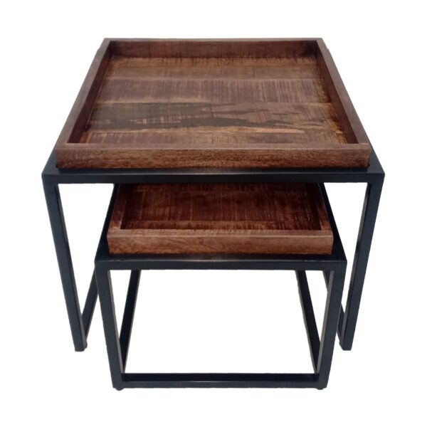Table basse lot de 2 tables gigognes carrées structure métal Seattle – Image 3