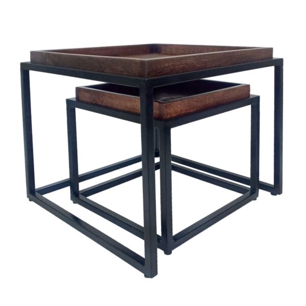 Table basse lot de 2 tables gigognes carrées structure métal Seattle – Image 5