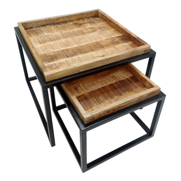 Table basse lot de 2 tables gigognes carrées structure métal Seattle – Image 2