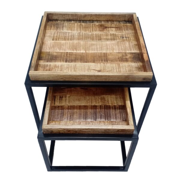 Table basse lot de 2 tables gigognes carrées structure métal Seattle – Image 3