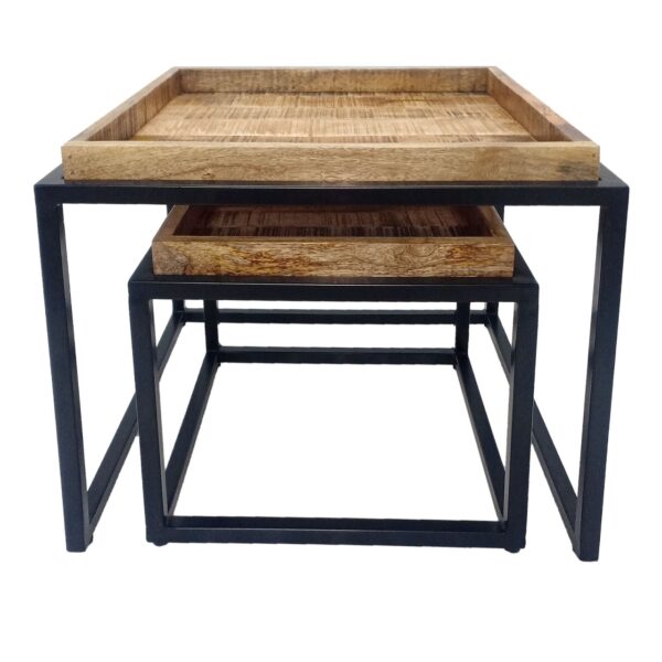 Table basse lot de 2 tables gigognes carrées structure métal Seattle – Image 4