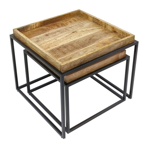 Table basse lot de 2 tables gigognes carrées structure métal Seattle – Image 5