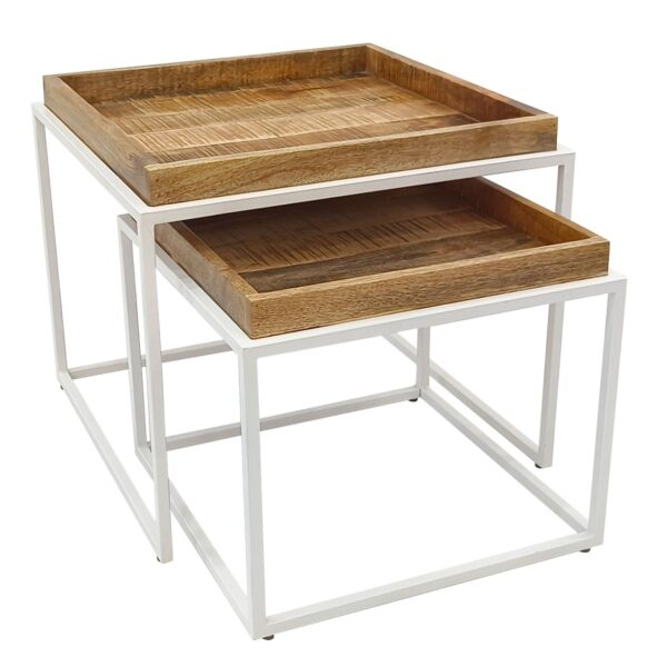 Table basse lot de 2 tables gigognes carrées structure métal Seattle