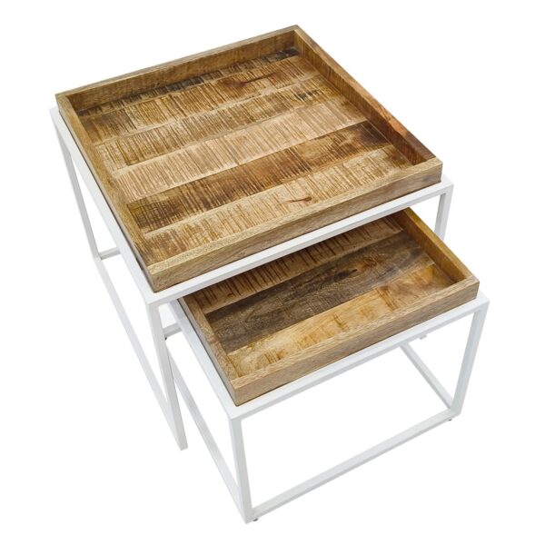 Table basse lot de 2 tables gigognes carrées structure métal Seattle – Image 2