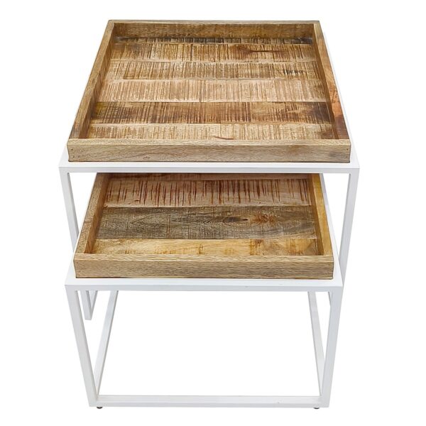 Table basse lot de 2 tables gigognes carrées structure métal Seattle – Image 3