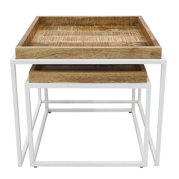 Table basse lot de 2 tables gigognes carrées structure métal Seattle – Image 4