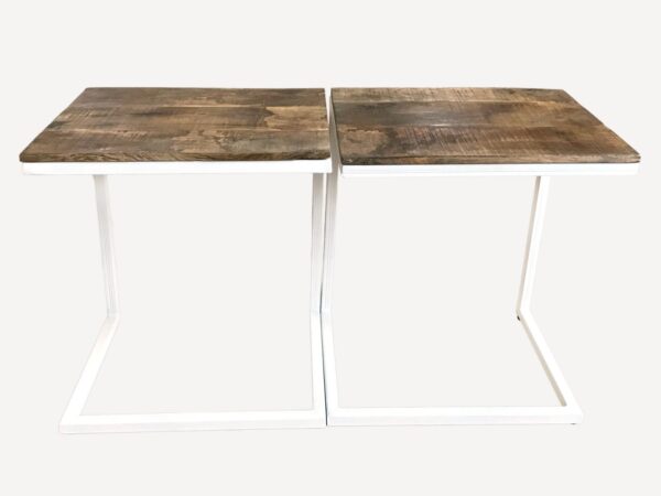 Lot de 2 tables basses L 40 H 51 cm ensemble de table de salon table d'appoint Atlanta structure métal – Image 3