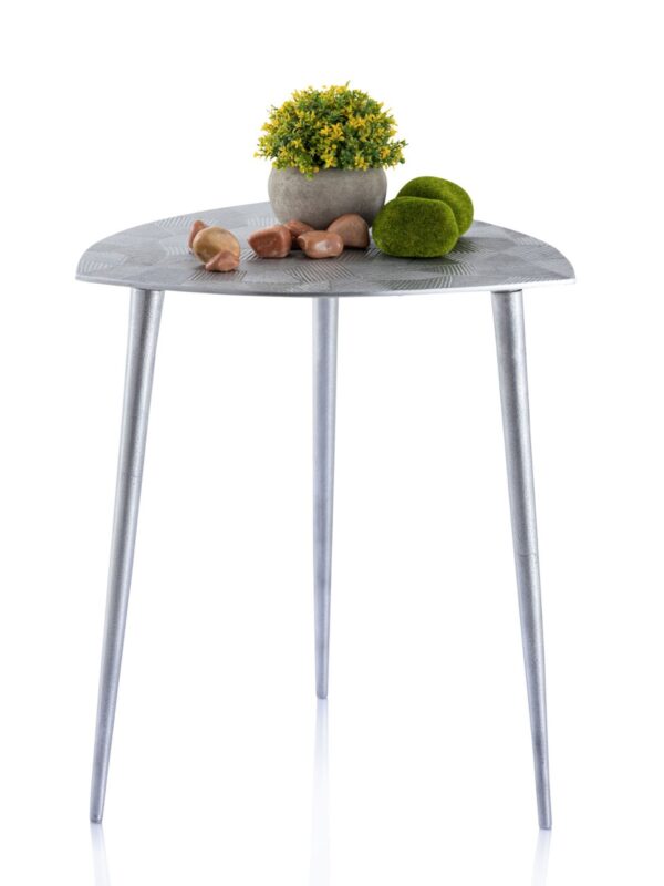 Table d'appoint 4 pièces table décorative en métal Alster 40x45x40 cm design classique triangulaire argent ou or – Image 2