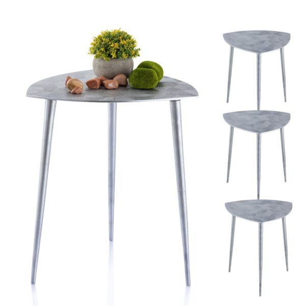 Table d'appoint 4 pièces table décorative en métal Alster 40x45x40 cm design classique triangulaire argent ou or