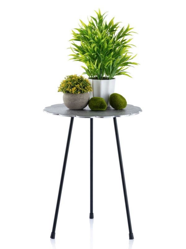 Table d'appoint métal table décorative 4 parties Hilton ø 35 x H 45 cm ronde aluminium argenté ou doré – Image 2