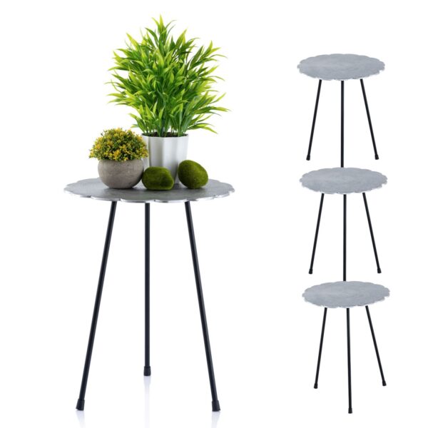Table d'appoint métal table décorative 4 parties Hilton ø 35 x H 45 cm ronde aluminium argenté ou doré