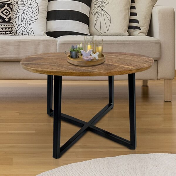 Table basse ronde 60 cm table de salon table d'appoint Cannes structure métal noir blanc argent antique