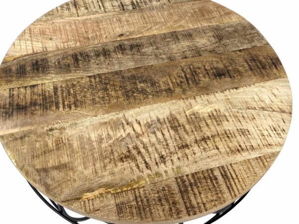 Table basse durable ronde ø 75 cm table de salon bois massif London grille métallique structure métallique – Image 7