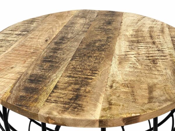 Table basse durable ronde ø 75 cm table de salon bois massif London grille métallique structure métallique – Image 6