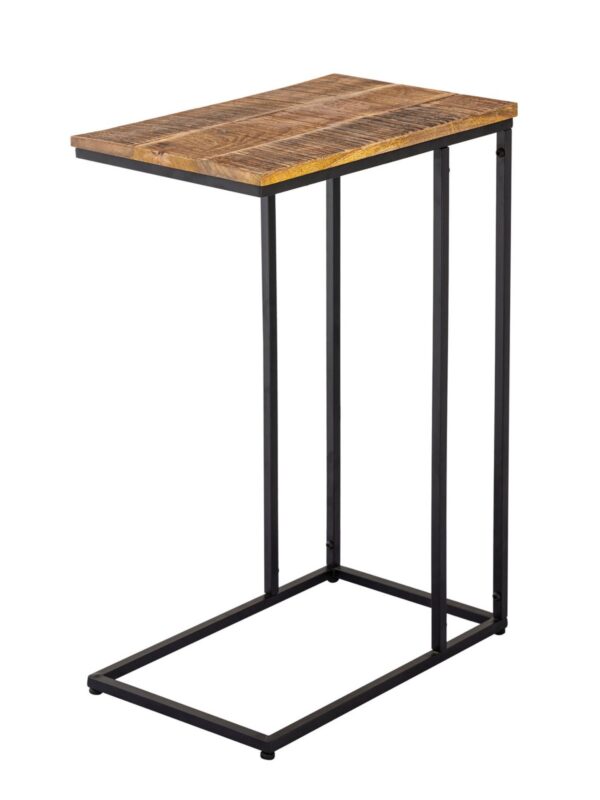 Table d'appoint table d'ordinateur portable bois 25x60x40cm table de canapé durable table C Toronto cadre en métal – Image 3