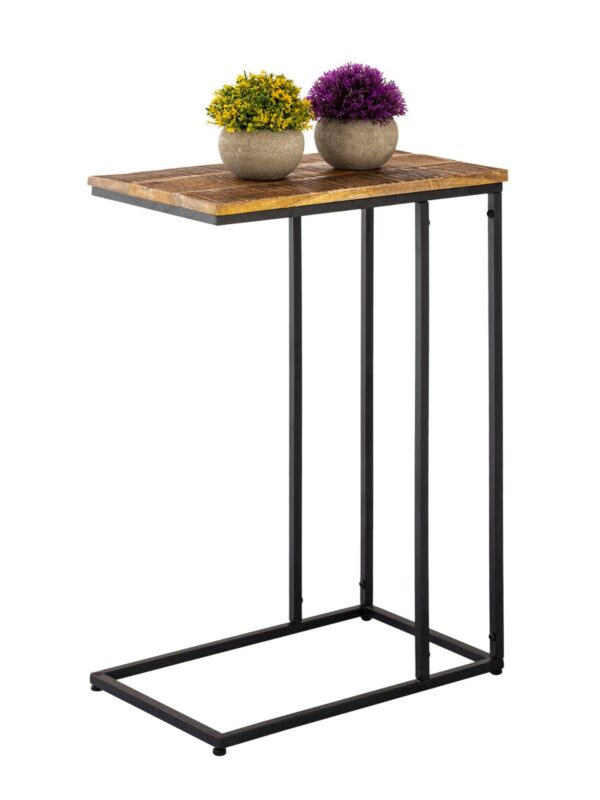 Table d'appoint table d'ordinateur portable bois 25x60x40cm table de canapé durable table C Toronto cadre en métal – Image 7