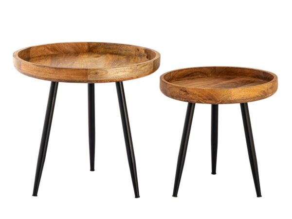 Table d'appoint bois ronde ø 40 ou 50cm Table basse Vancouver table de salon pieds métal noir mat – Image 7